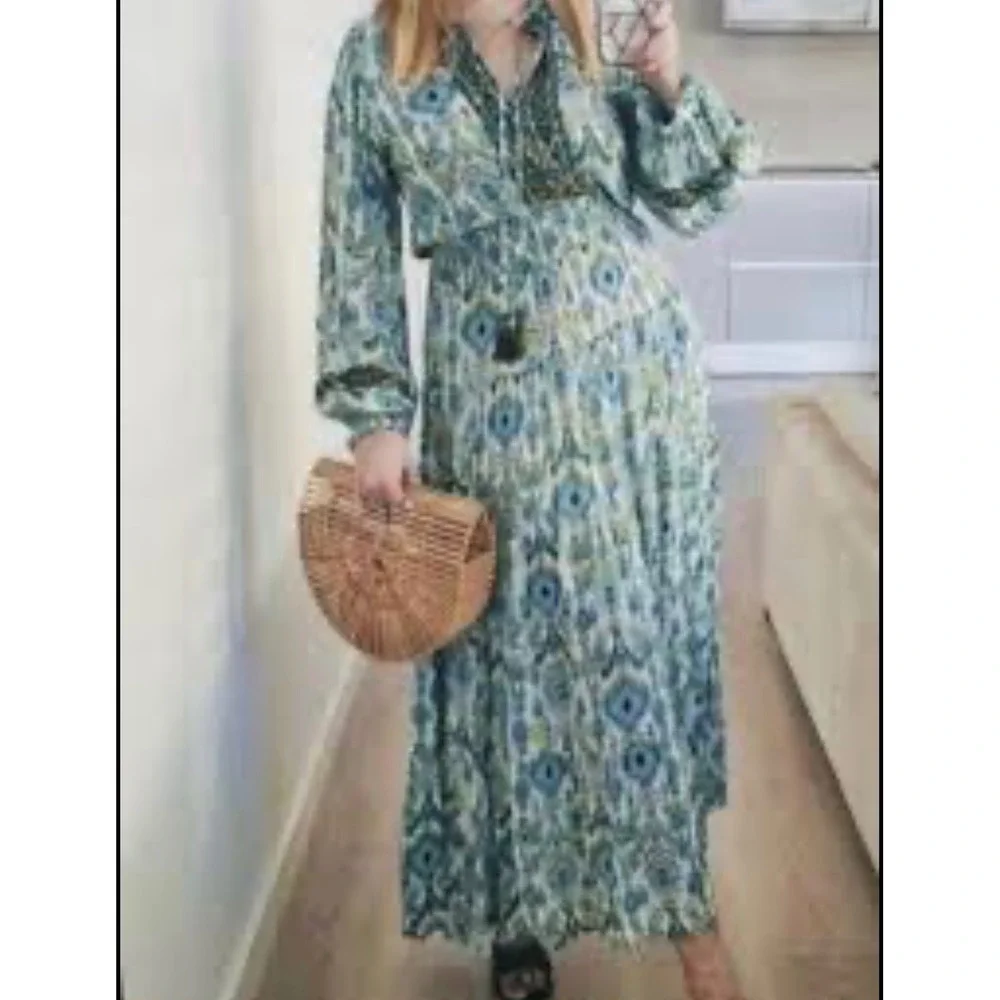 NWOT Zara Maxi Tiered‎ Flowy Dress Size XL - Picture 2 of 11